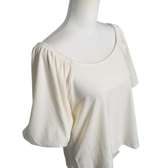 NWT Banana Republic Crepe Puff Sleeve Top Size L Large in Snow Day Ivory - Picture 4 of 11